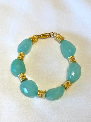 Green Aventurine and Gold Plated Bracelet