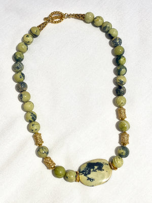Yellow Jasper and Gold Vermeil Necklace