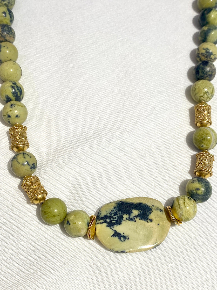 Yellow Jasper and Gold Vermeil Necklace