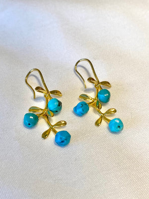 Turquoise and Gold Plated Dangle Earrings