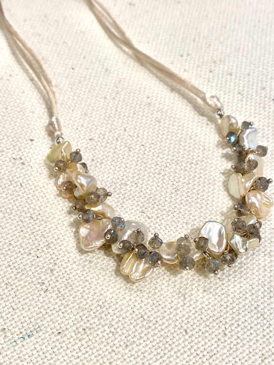 Keishi Pearl and Labradorite Briolette Necklace