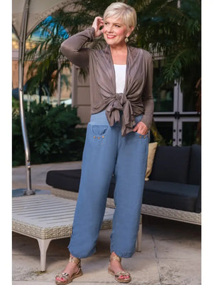 Linen Pants Jeans Side Ruche