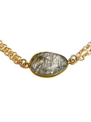 Gold Vermeil & Rutilated Quartz Gold Plated Necklace