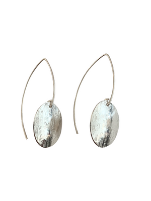 Sterling Silver Textured Oval Earrings