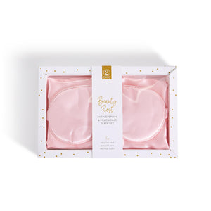 Beauty Rest Rose Satin Pillowcase and Eye Mask Set in Gift Box -