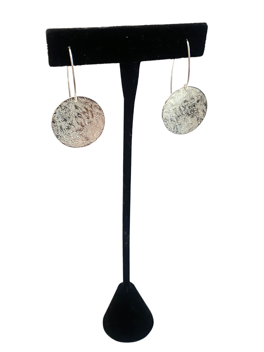 Sterling Silver Textured Disc Earrings