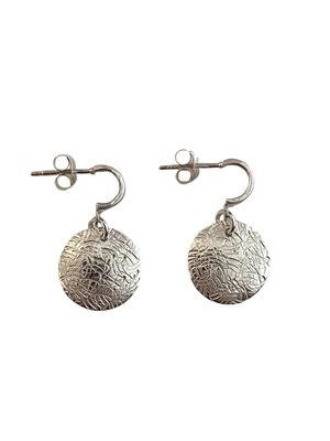 Sterling Silver Tiny Textured Disc Earrings