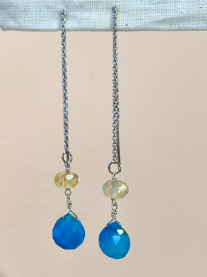 Citrine and Blue Crystal Earrings