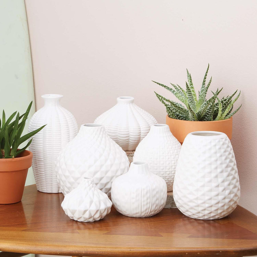 Artisan Carvings Ceramic White Vases
