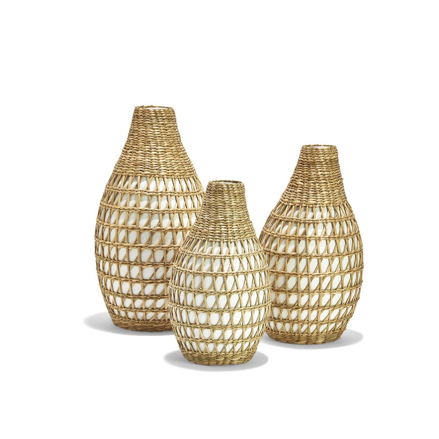 Seagrass Weave Hand-Crafted Decorative Vases