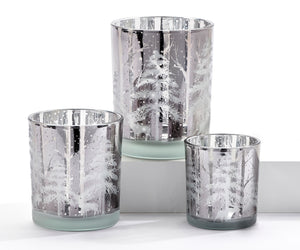 Silver Painted Tree Candle Holders