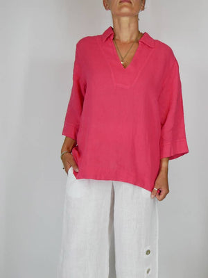 Relaxed Fit Linen Top