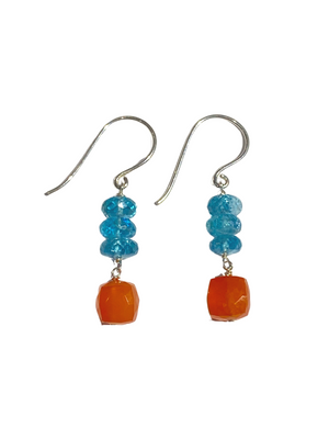 Blue Crystal Stack & Orange Drop Earrings