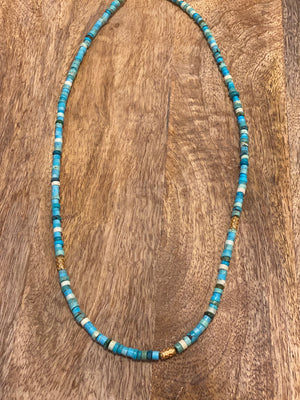 Turquoise Discs Necklace with Gold