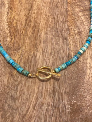 Turquoise Discs Necklace with Gold