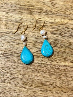 Turquoise & Pearl Earrings