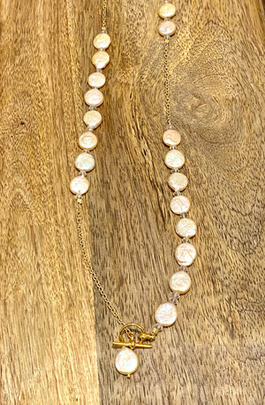 Coin Pearl on Gold Plated Necklace