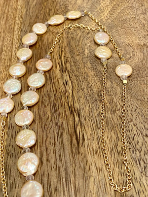 Coin Pearl on Gold Plated Necklace