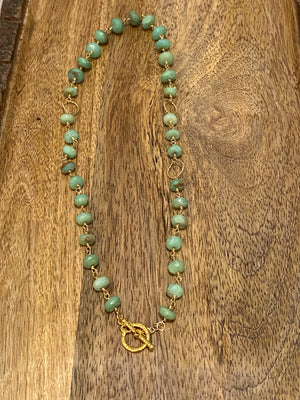 Faceted Green Necklace with Gold