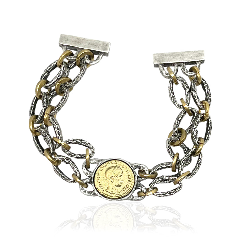 Link Bracelet with Constantine Coin